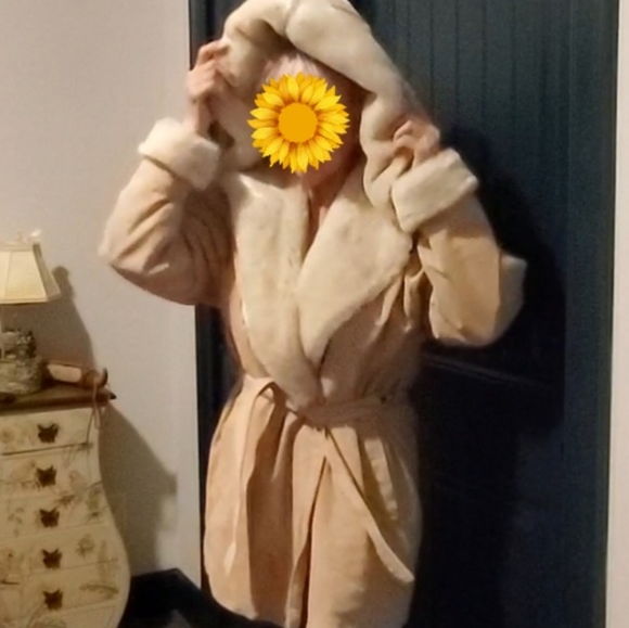 Wilson’s Leather Jacket Coat Faux Fur Long Suede Winter Wilson Tan Size M - Picture 15 of 15